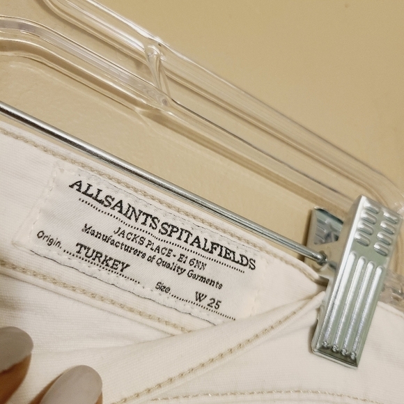 All Saints Spitalfields | Women's Ivory Skinny Jeans With Ankle Zipper (Size 25) - Picture 2 of 11